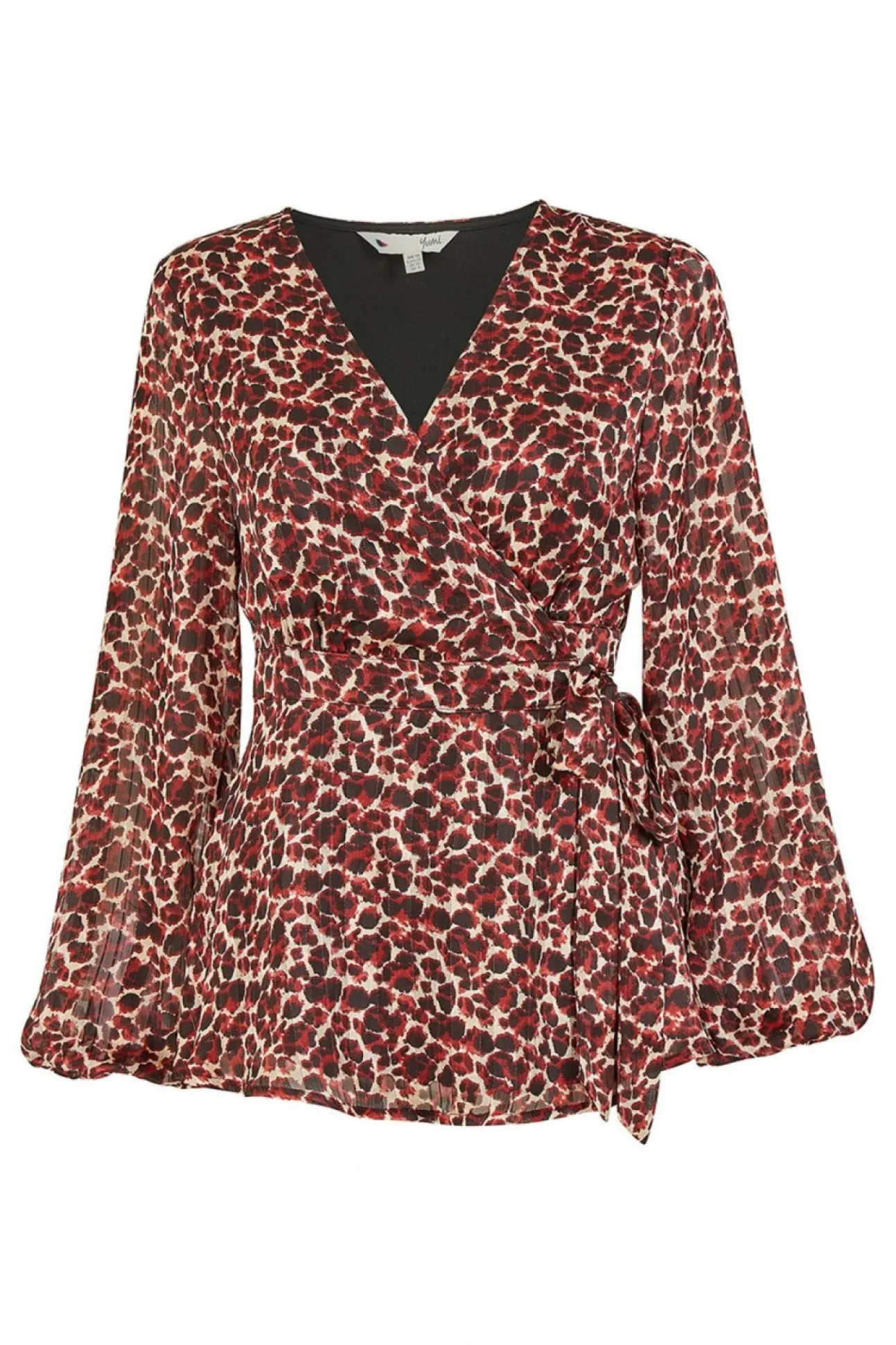Women Yumi Lurex Leopard Print Wrap Top