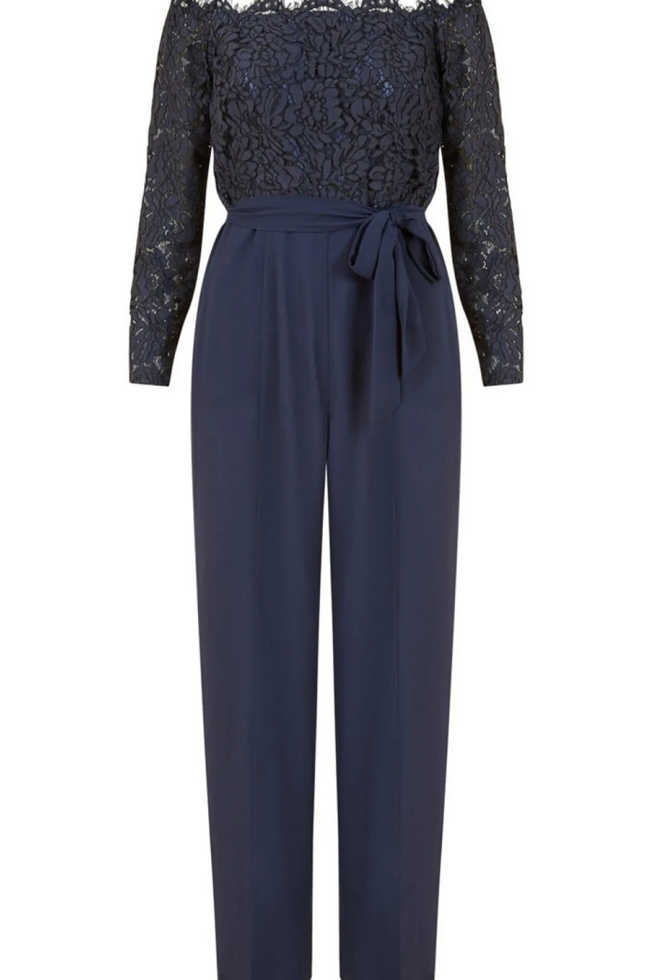 Women Yumi Navy Lace Bardot 3/4 Sleeve Jumpsuit