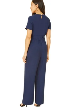 Women Yumi Navy Utility Jumpsuit With Zip And Belt Detail