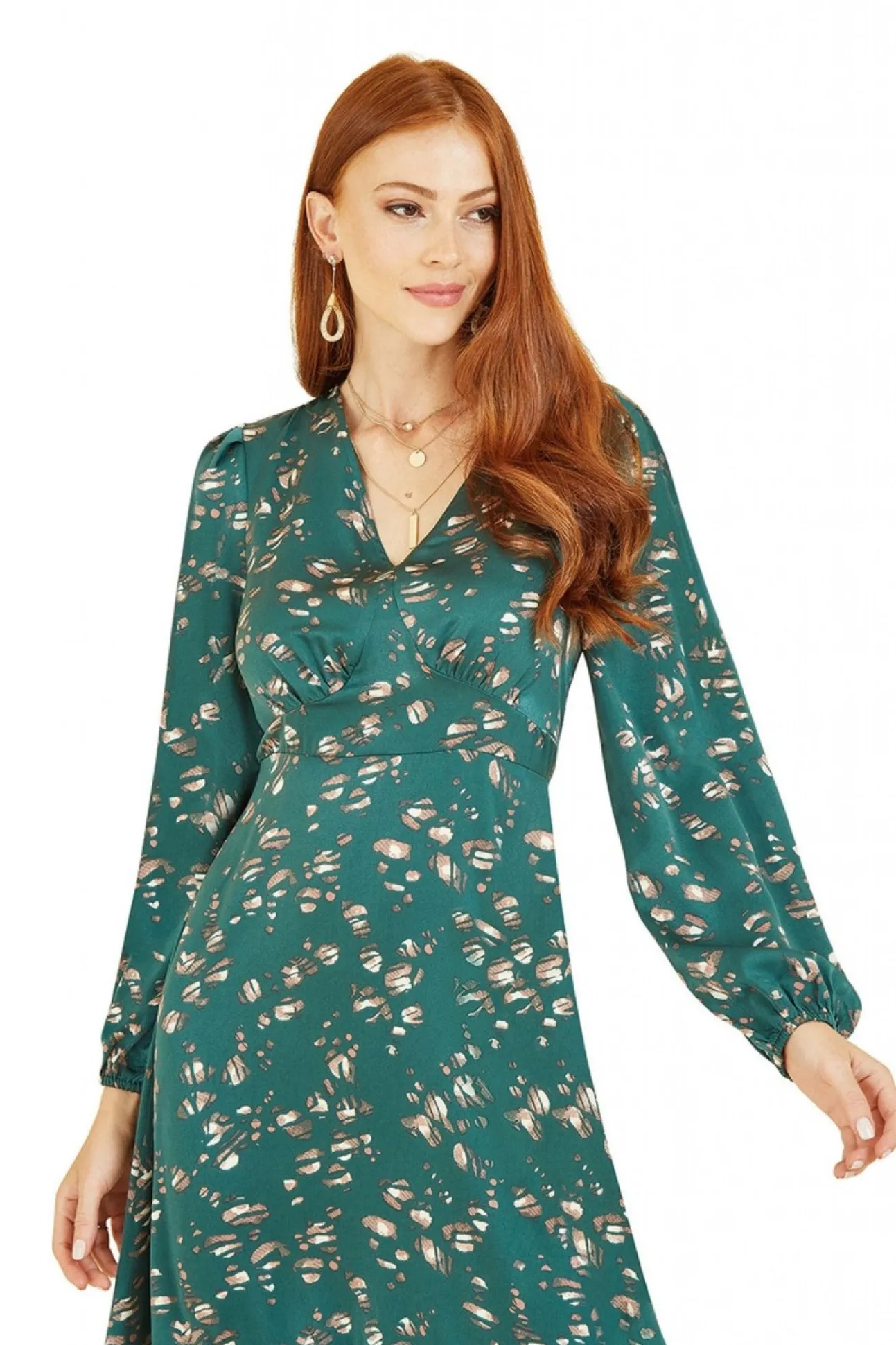 Women Yumi Pebble Print Long Sleeve Midi Dress