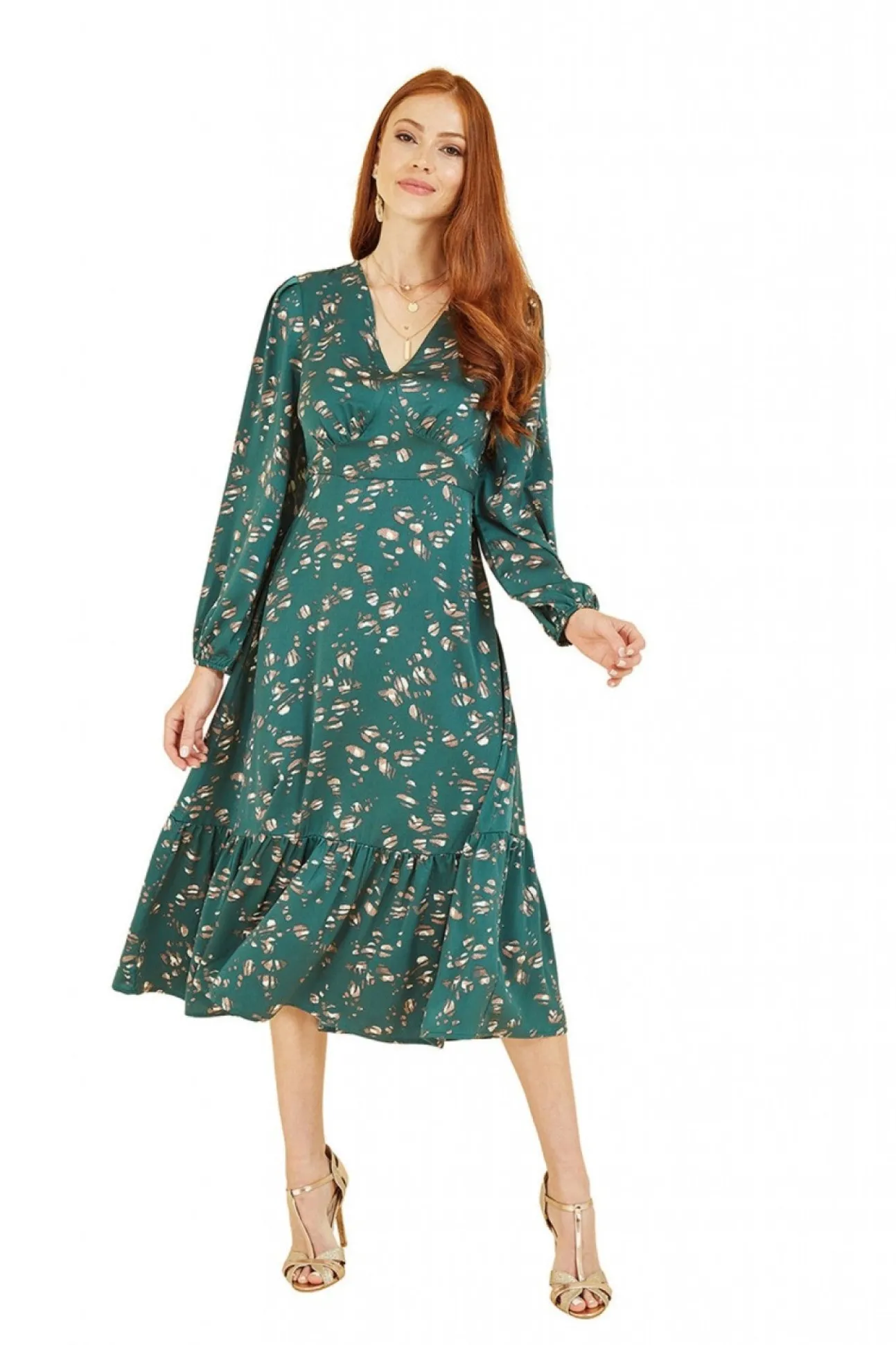 Women Yumi Pebble Print Long Sleeve Midi Dress