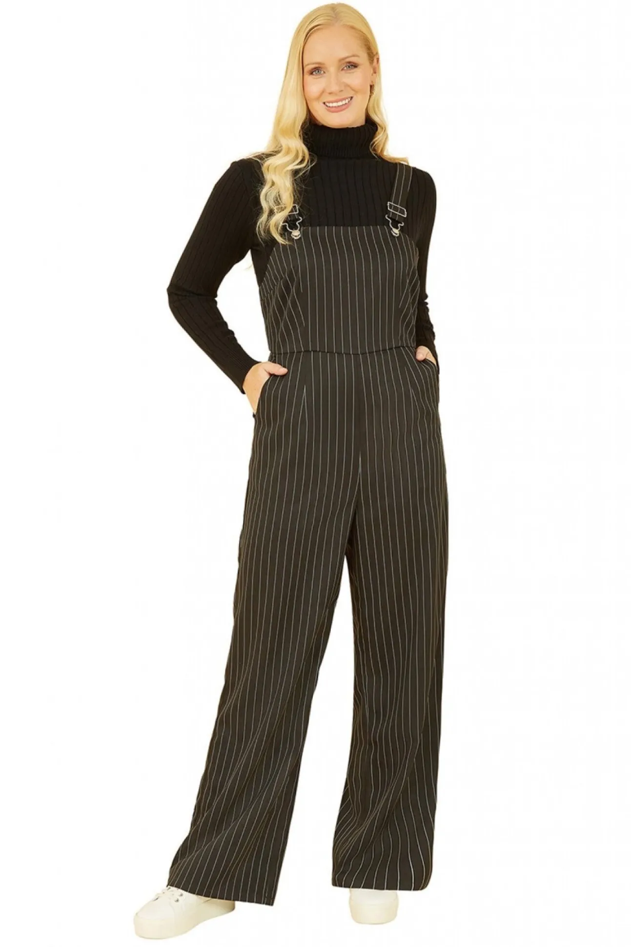 Women Yumi Pinstripe Dungaree Jumpsuit