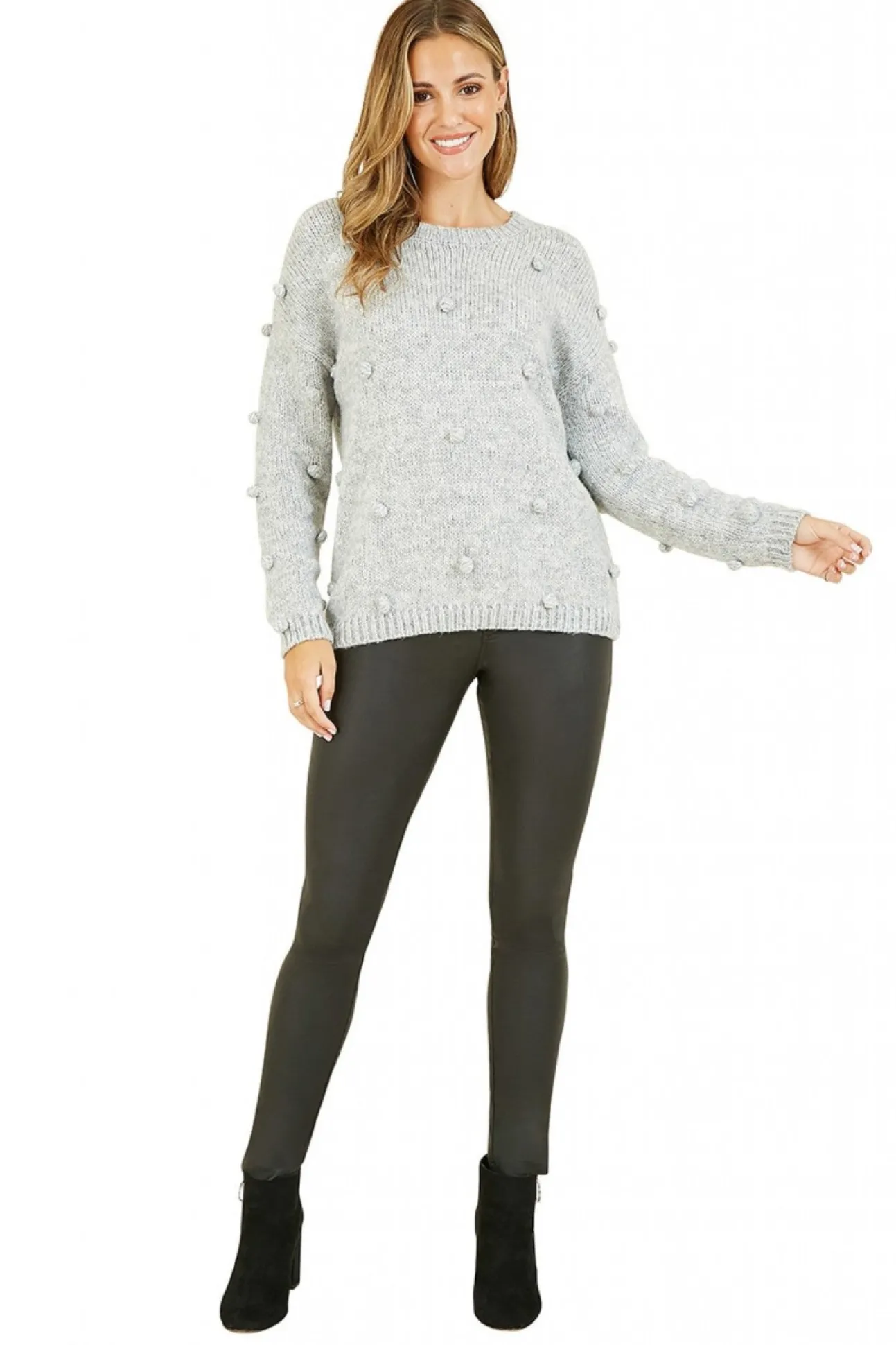 Women Yumi Pom Pom Relaxed Knitted Jumper
