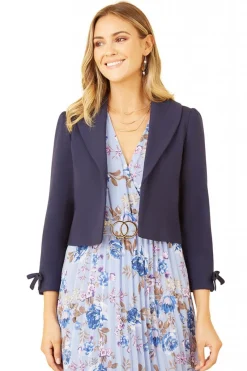 Women Yumi Ponte Cropped Retro Jacket The Bow Cuff