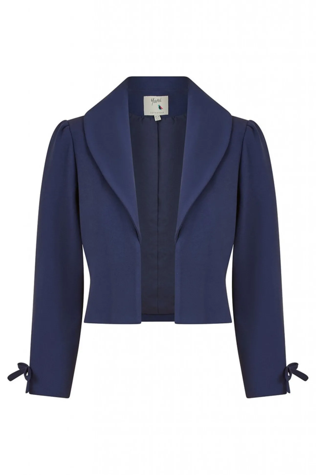 Women Yumi Ponte Cropped Retro Jacket The Bow Cuff