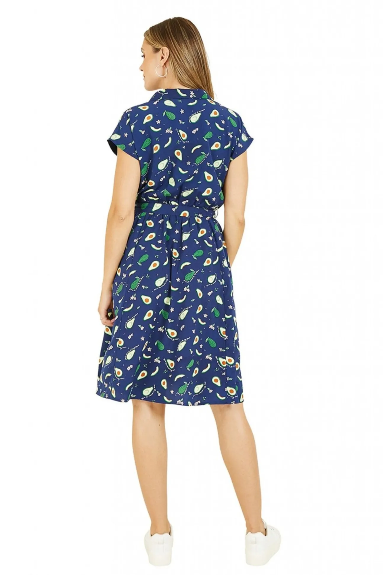 Women Yumi Recycled Avocado Print Wrap Over Dress With Pockets