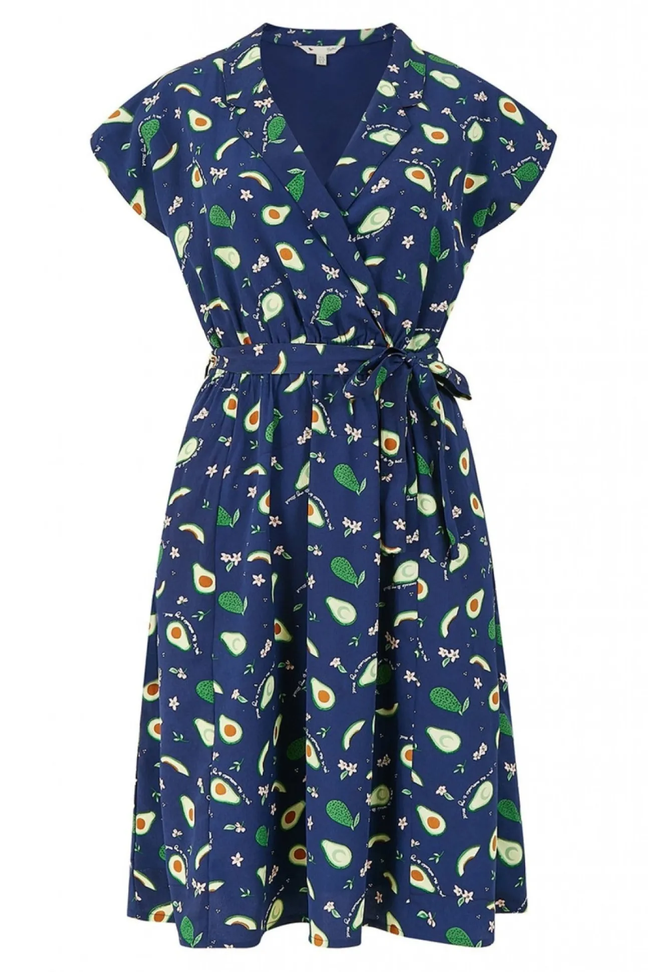 Women Yumi Recycled Avocado Print Wrap Over Dress With Pockets