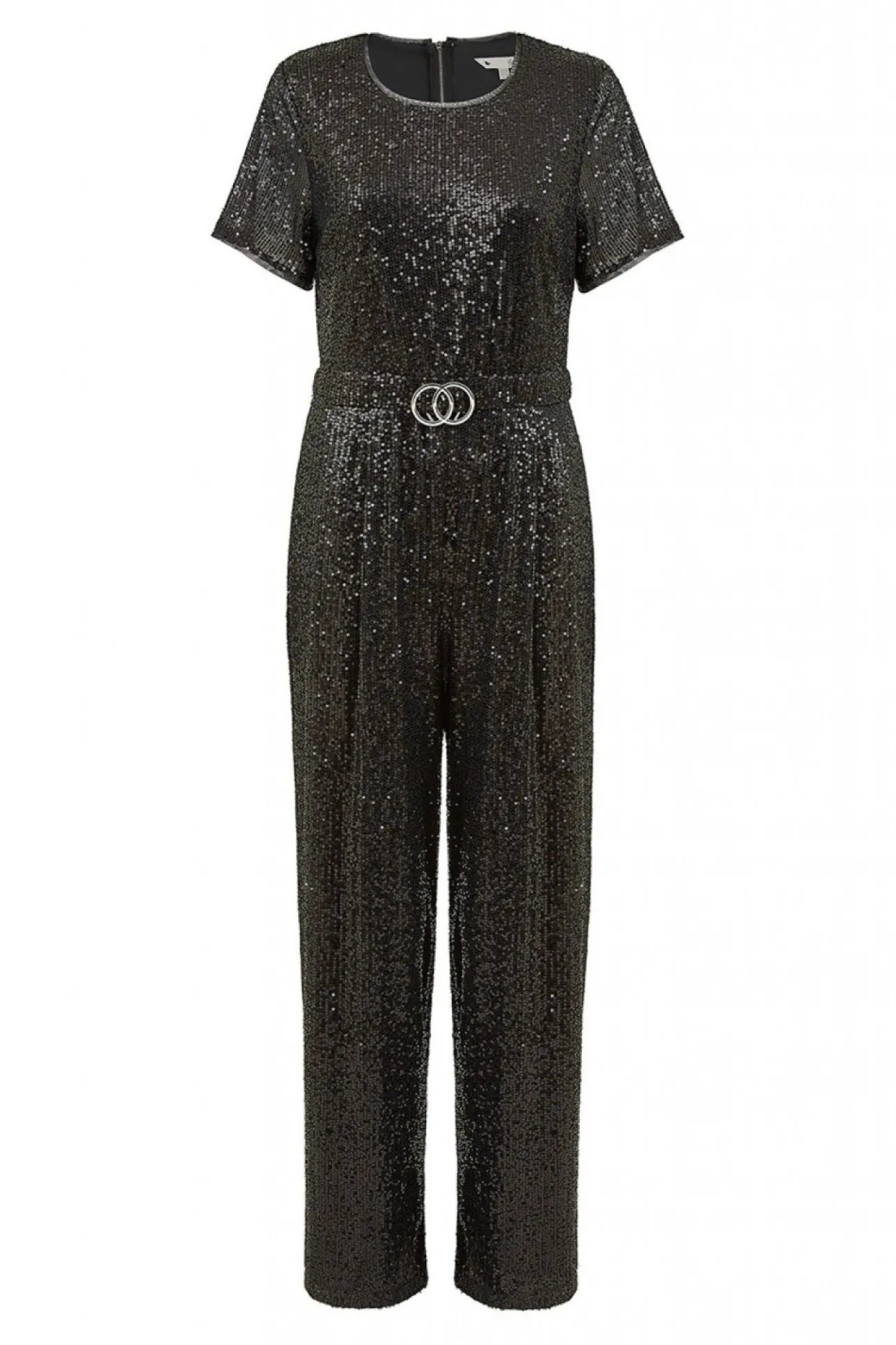 Women Yumi Sequin Jumpsuit Gold Buckle Detail Belt