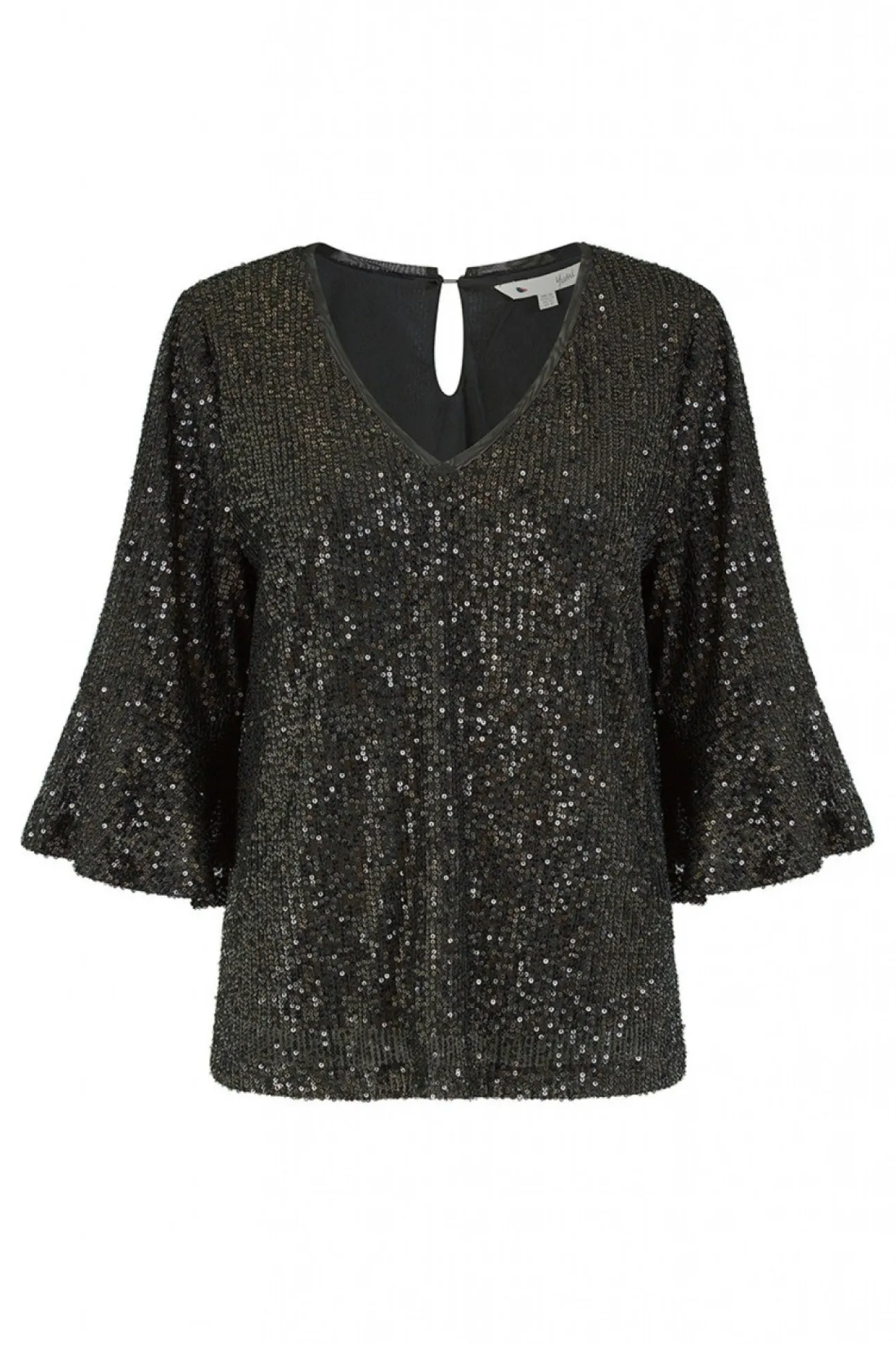 Women Yumi Sequin Top With Fluted Sleeve