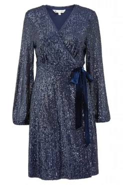 Women Yumi Sequin Wrap Dress With Velvet Tie