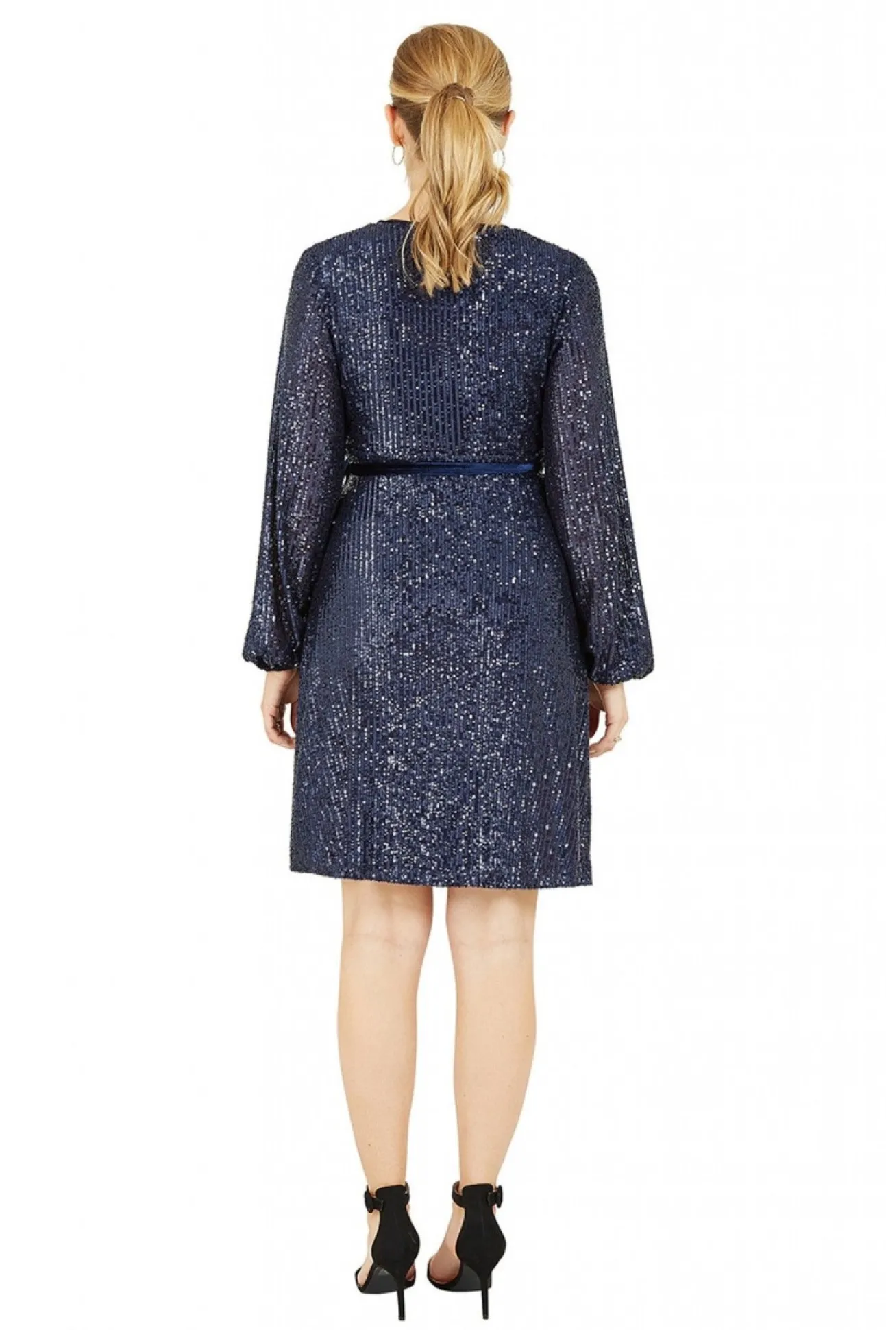 Women Yumi Sequin Wrap Dress With Velvet Tie