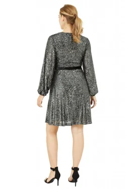 Women Yumi Sequin Wrap Dress With Velvet Tie