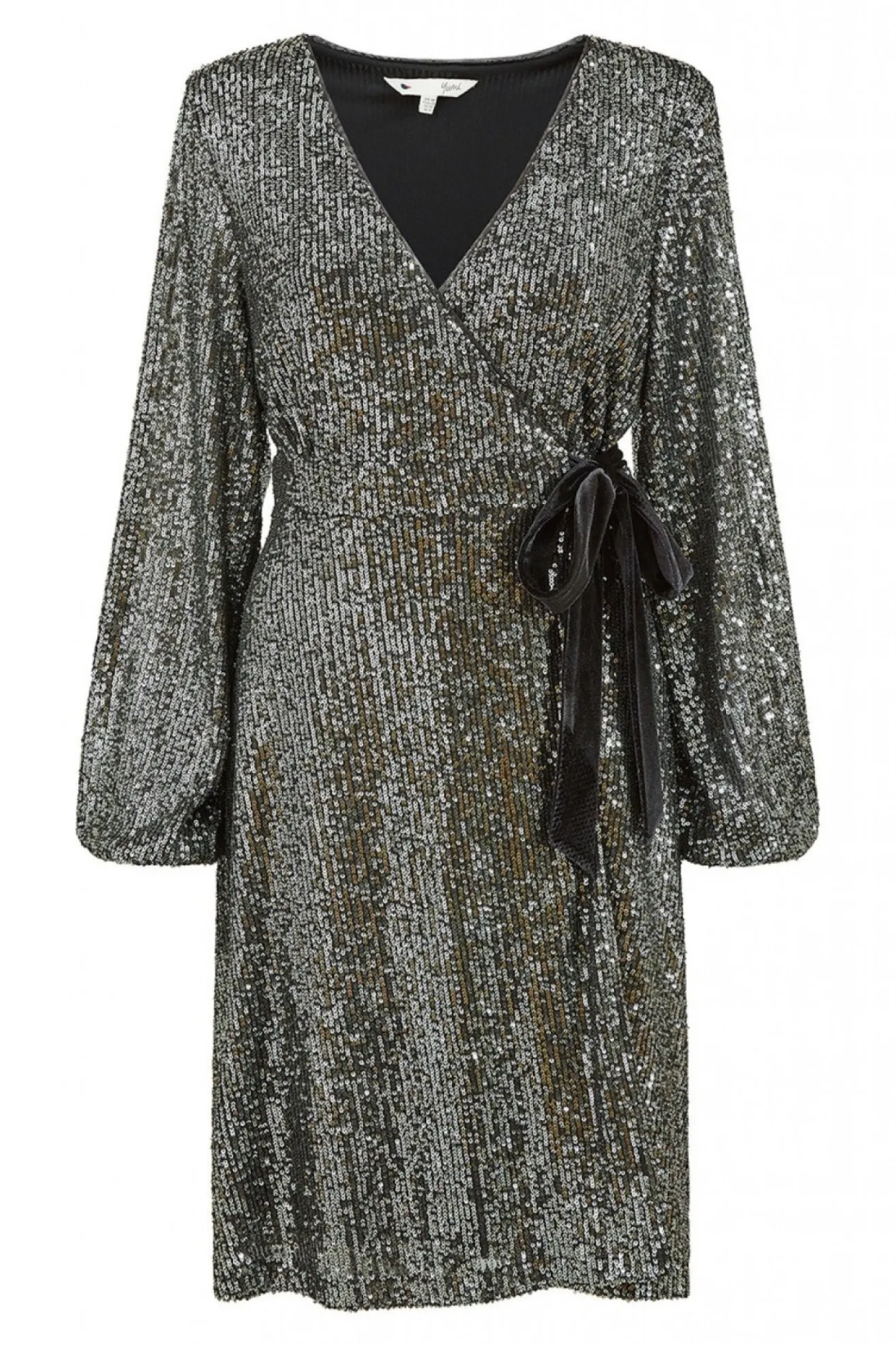 Women Yumi Sequin Wrap Dress With Velvet Tie