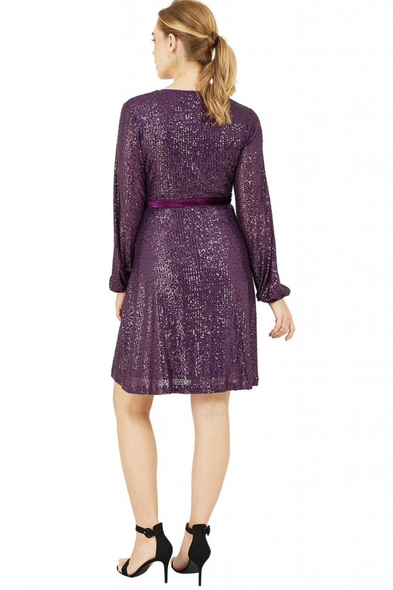 Women Yumi Sequin Wrap Dress With Velvet Tie