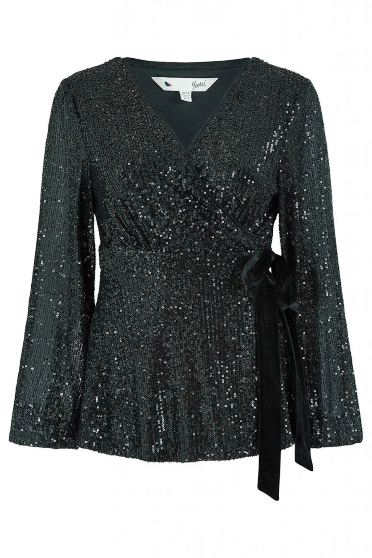 Women Yumi Sequin Wrap Top With Velvet Tie