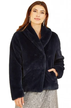 Women Yumi Short Wrap Faux Fur Coat