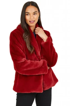 Women Yumi Short Wrap Faux Fur Coat