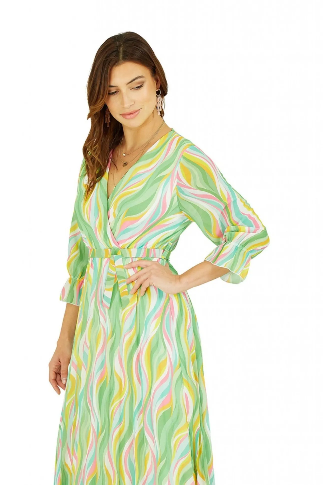 Women Yumi Swirl Print Pleated Dress With Belt