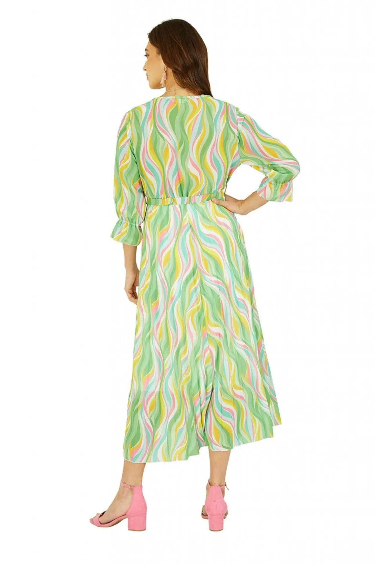 Women Yumi Swirl Print Pleated Dress With Belt