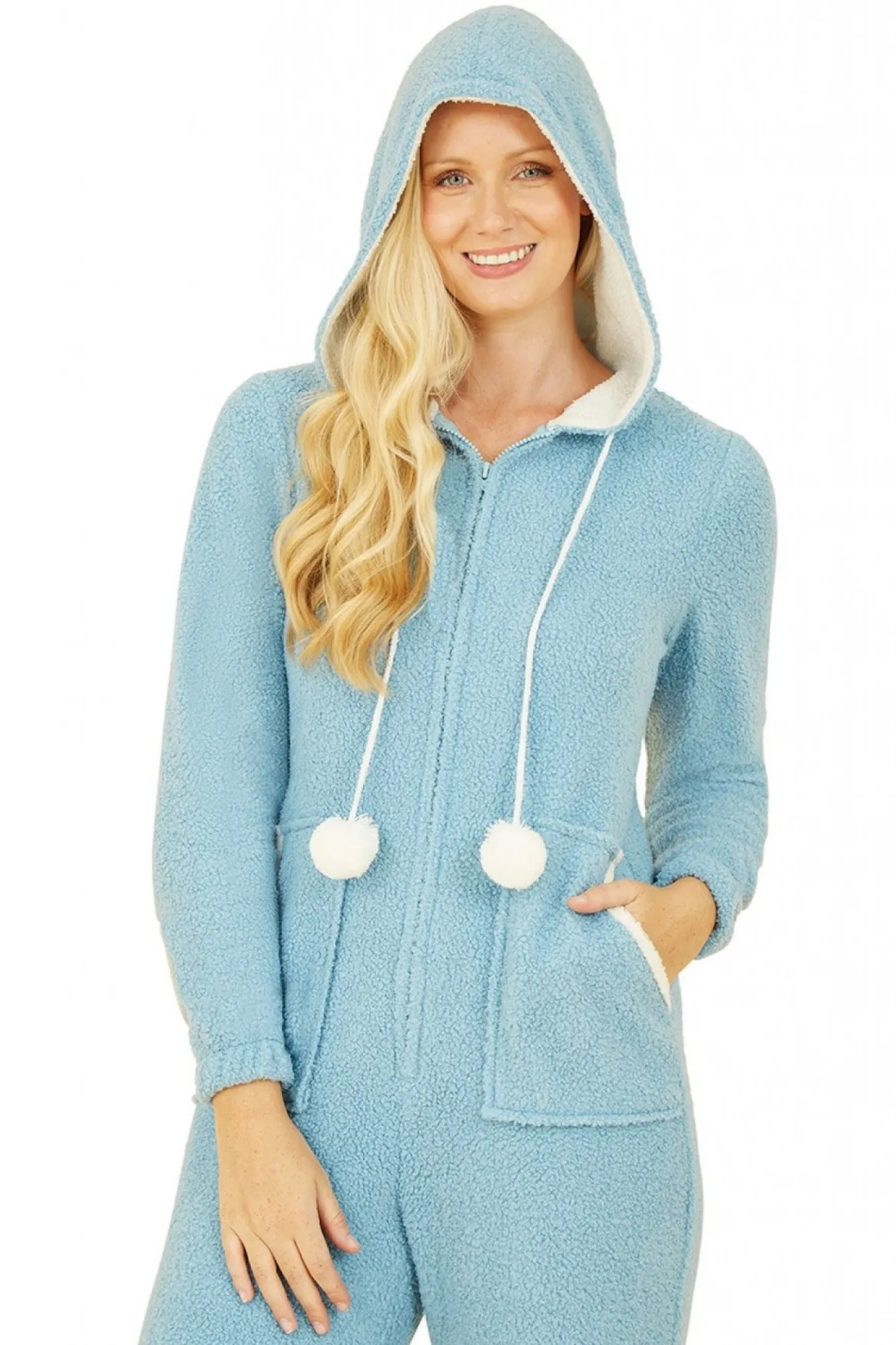 Women Yumi Teddy Bear Onesie With Pom Pom